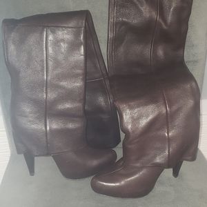 Over the knee brown boots